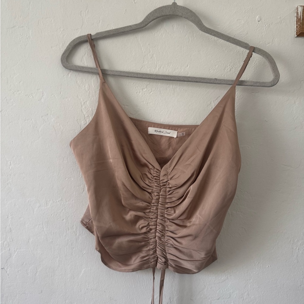 Mustard Seed Pink Ruched Crop Camisole